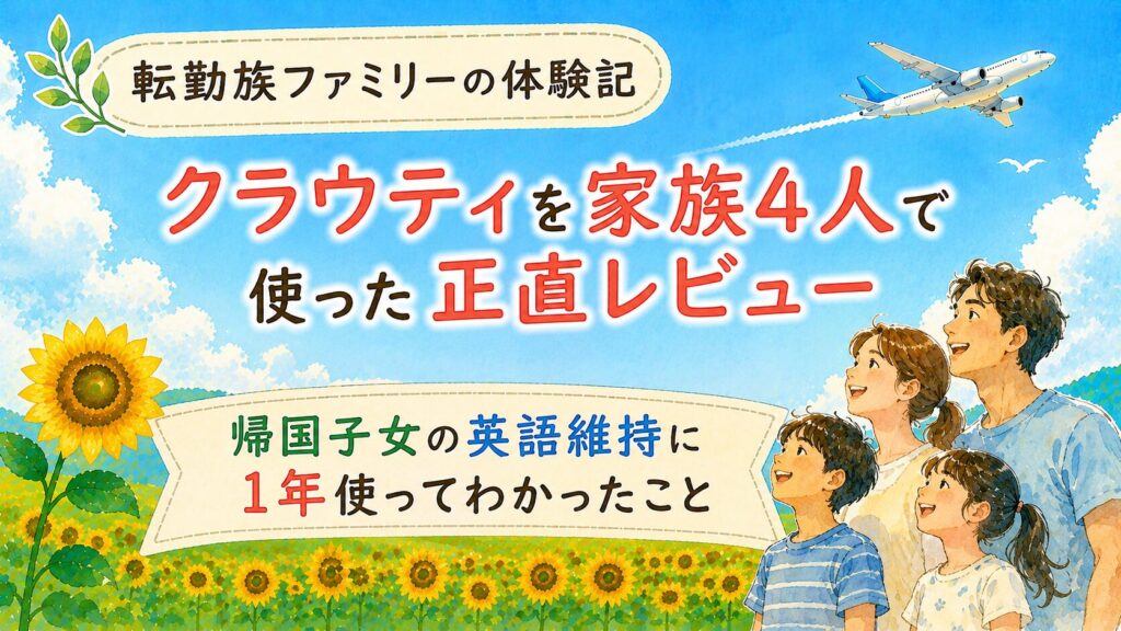オンライン英会話「クラウティ」を家族4人で使った正直レビュー｜帰国子女の英語維持に1年使ってわかったこと